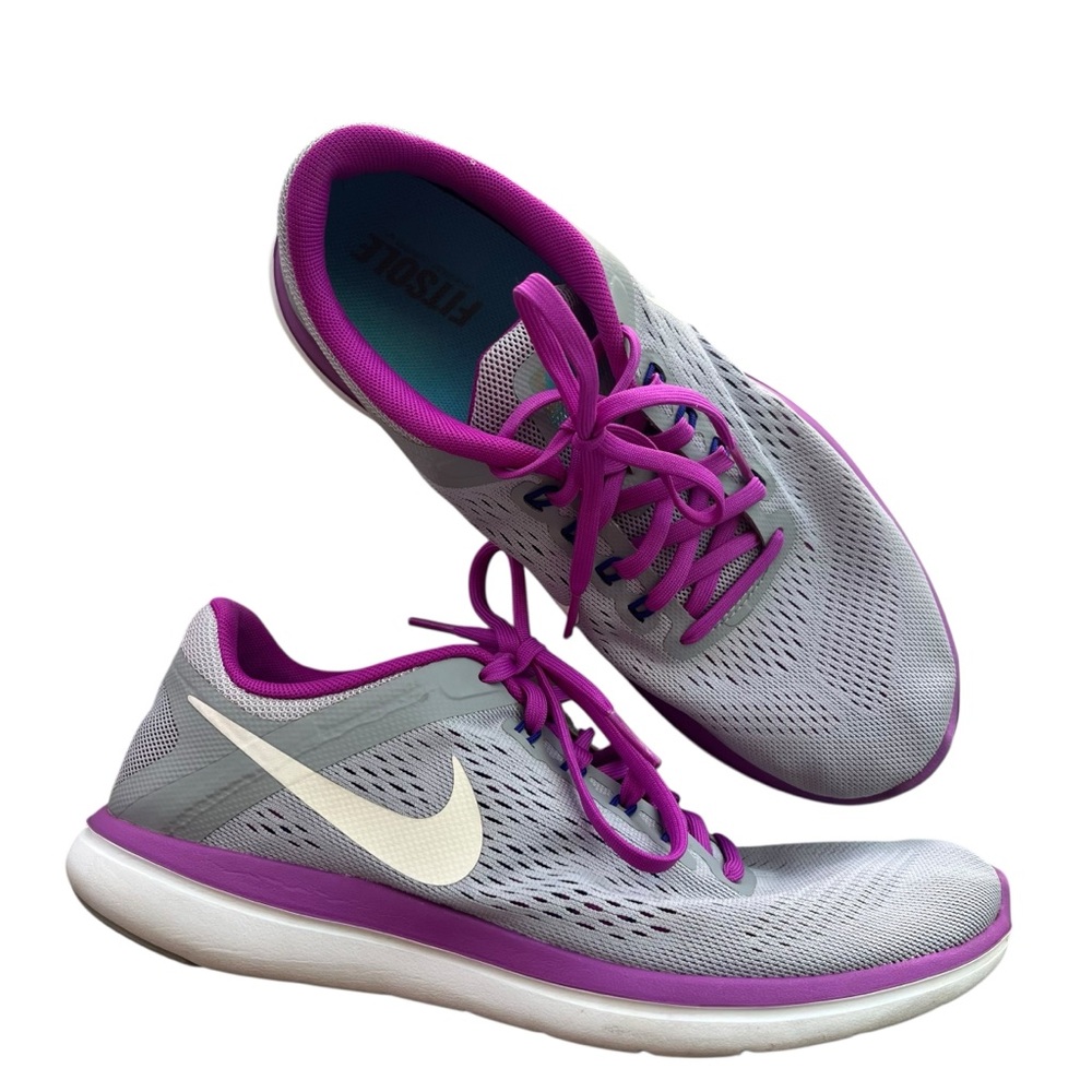 Nike Flex 2016 Womens Sz 9 Gray Purple Fitsole Running Athletic Shoes 830751-004